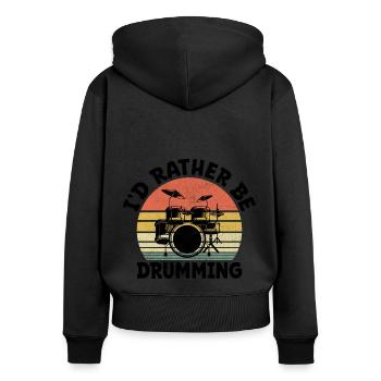 Ich wäre lieber Schlagzeuger Schlagzeuger - Frauen Premium Bio Zip Hoodie - Schwarz - Hinten - Julia (174cm)