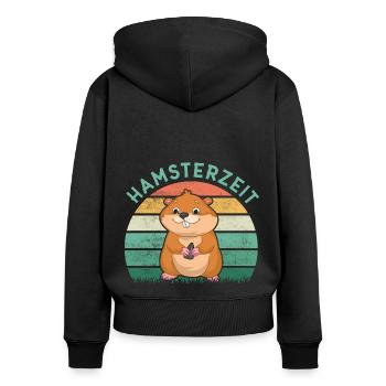 Hamsterzeit Grafik Hamsterbesitzer Tierliebhaber H - Frauen Premium Bio Zip Hoodie - Schwarz - Hinten - Julia (174cm)