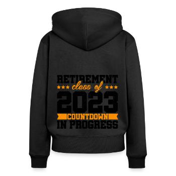 Retirement Class Of 2023 Countdown In Progress Pen - Frauen Premium Bio Zip Hoodie - Schwarz - Hinten - Julia (174cm)