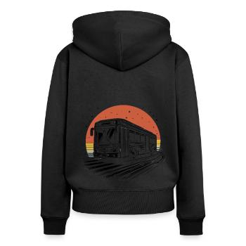 Retro Bus Schule Bus Fahrer Fahren Busman Fahrer - Frauen Premium Bio Zip Hoodie - Schwarz - Hinten - Julia (174cm)