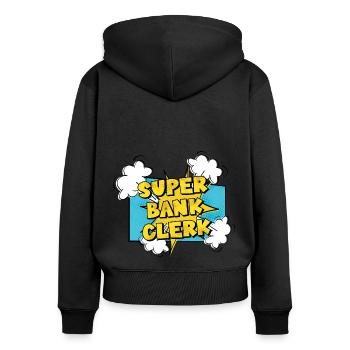 Retro Graphic Bank Clerk Bookkeeper Bank Employee - Frauen Premium Bio Zip Hoodie - Schwarz - Hinten - Julia (174cm)
