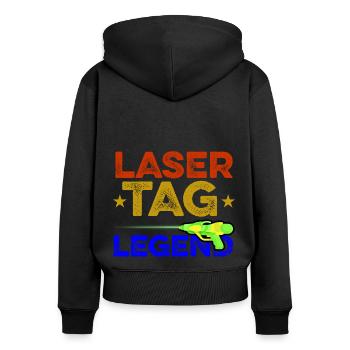 Most Valuable Lasertag Legend Lasergame Lasertag P - Frauen Premium Bio Zip Hoodie - Schwarz - Hinten - Julia (174cm)