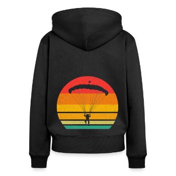 Retro Graphic Paragliding Paraglider Parachute Sky - Frauen Premium Bio Zip Hoodie - Schwarz - Hinten - Julia (174cm)