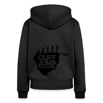 Cliff Jumping Evolution Graphic Cliff Jumper Tombs - Women's Premium Organic Zip Hoodie - black - Back - Julia (174cm)