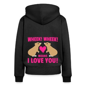 Wheek Wheek Graphic Guinea Pig Owner Pet Cavy Anim - Frauen Premium Bio Zip Hoodie - Schwarz - Hinten - Julia (174cm)
