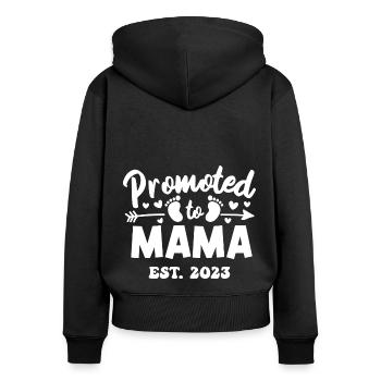 Promu à Mama 2023 drôle Mère Maman Paroles de maman - Sweat à capuche zippé Premium bio Femme - noir - Dos - Julia (174cm)