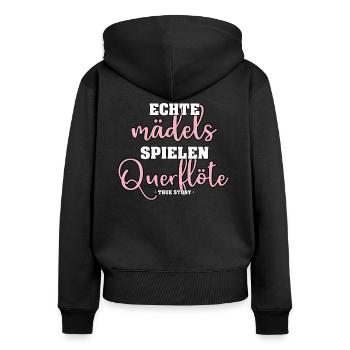 CUTE REAL GIRLS PLAY FLUTE MUSIC FLUTE - Women's Premium Organic Zip Hoodie - black - Back - Julia (174cm)