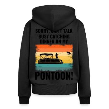 Pontonboot Motorboot Leises Angeln Retro - Frauen Premium Bio Zip Hoodie - Schwarz - Hinten - Julia (174cm)