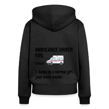 Ambulancier Chauffeur Fille Identique À Une Fille Normale EMS Pa - Sweat à capuche zippé Premium bio Femme - noir - Dos - Julia (174cm)
