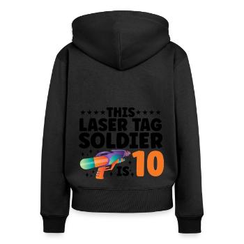 Laser Tag Squad Graphic Lasertag Player Lasertag P - Frauen Premium Bio Zip Hoodie - Schwarz - Hinten - Julia (174cm)