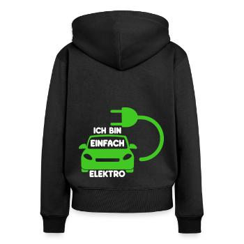 Ich bin einfach Elektro lustige Elektroauto Spruch - Frauen Premium Bio Zip Hoodie - Schwarz - Hinten - Julia (174cm)