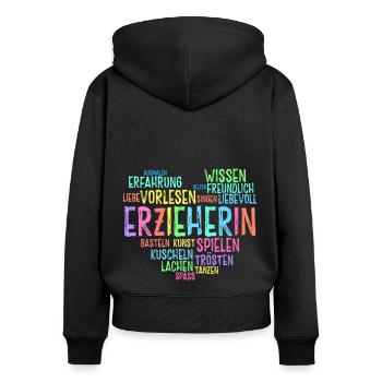 Retro Grafik Kindertagesstätte Babysitter Kindergä - Frauen Premium Bio Zip Hoodie - Schwarz - Hinten - Julia (174cm)