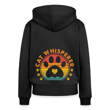 Cat Whisperer Retro Graphic Cat Owner Cat Lover Pe - Frauen Premium Bio Zip Hoodie - Schwarz - Hinten - Julia (174cm)