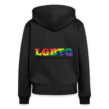 LGBTQ Stolz Sei stolz auf dich - Frauen Premium Bio Zip Hoodie - Schwarz - Hinten - Julia (174cm)