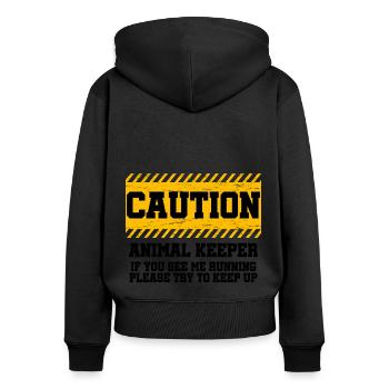 Caution Animal Keeper If You See Me Running Zoolog - Frauen Premium Bio Zip Hoodie - Schwarz - Hinten - Julia (174cm)