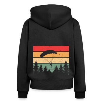 Retro Graphic Paragliding Paraglider Parachute Sky - Frauen Premium Bio Zip Hoodie - Schwarz - Hinten - Julia (174cm)