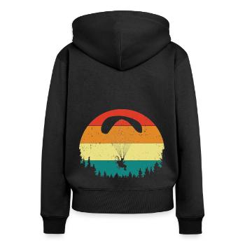 Retro Graphic Paragliding Paraglider Parachute Sky - Frauen Premium Bio Zip Hoodie - Schwarz - Hinten - Julia (174cm)