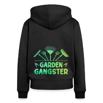 Garden Gangster Graphic Gardener Hogriculture Gard - Frauen Premium Bio Zip Hoodie - Schwarz - Hinten - Julia (174cm)