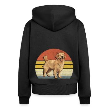 Rétro Vintage Golden Retriever GR Chien Golden Retri - Sweat à capuche zippé Premium bio Femme - noir - Dos - Julia (174cm)