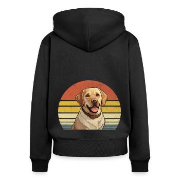 Retro Vintage Labrador Retriever Lab Hund Retriever - Frauen Premium Bio Zip Hoodie - Schwarz - Hinten - Julia (174cm)