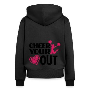 Cheer Your Heart Out Cheerleading Cheerdance Gymna - Frauen Premium Bio Zip Hoodie - Schwarz - Hinten - Julia (174cm)