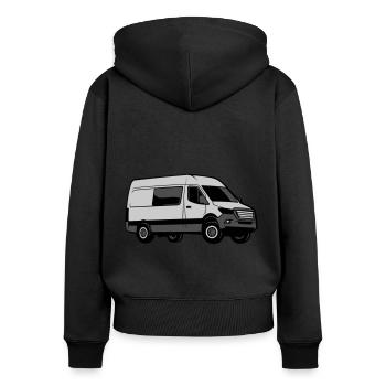 Fourgon aménagé - couleur à personnaliser - Sweat à capuche zippé Premium bio Femme - noir - Dos - Julia (174cm)