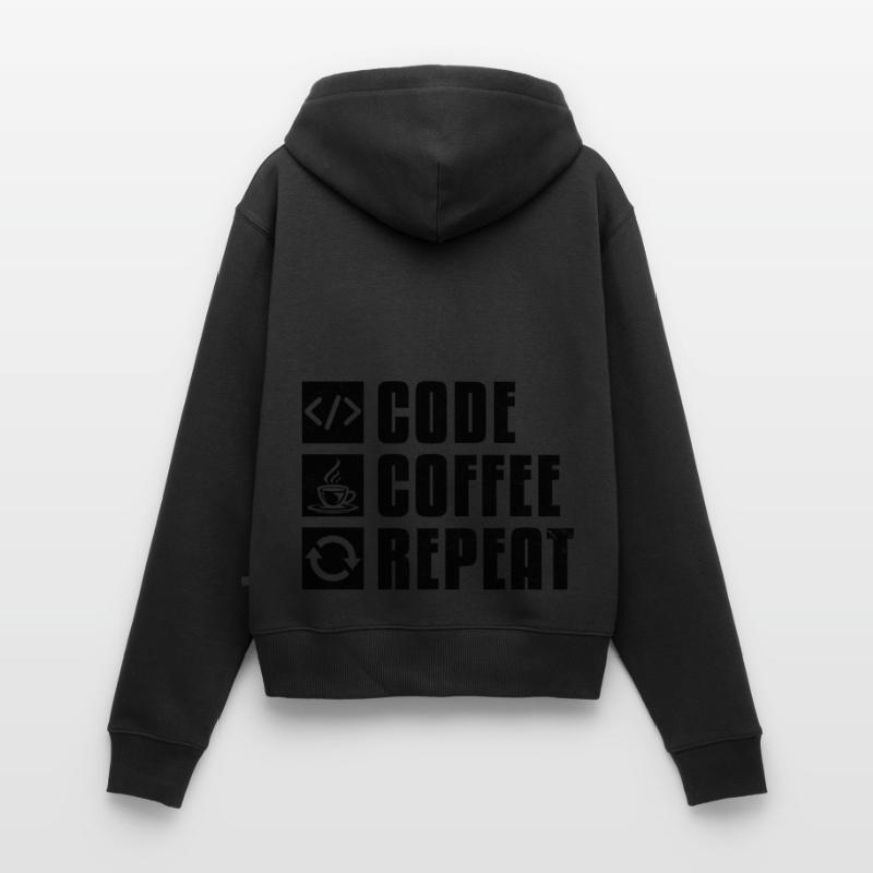 Café Codage Programmeur Codeur Développeur Nerd Coff Sweat à capuche zippé Premium bio Femme