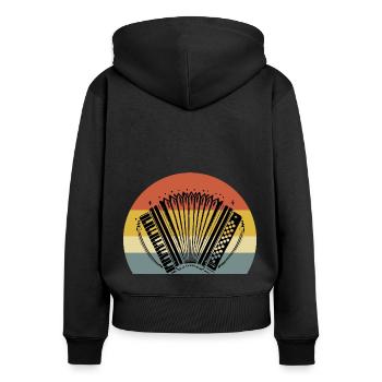 Rétro Accordéon Instrument Accordéons Accordéoniste - Sweat à capuche zippé Premium bio Femme - noir - Dos - Julia (174cm)