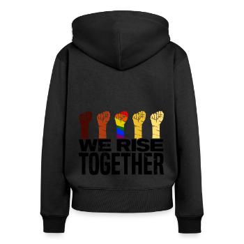 We Rise Together Bisexual Gay Trans Queer Lgbtq Ra - Frauen Premium Bio Zip Hoodie - Schwarz - Hinten - Julia (174cm)