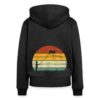 Drachensteigen Drachen Steigen lassen Vintage - Frauen Premium Bio Zip Hoodie - Schwarz - Hinten - Julia (174cm)
