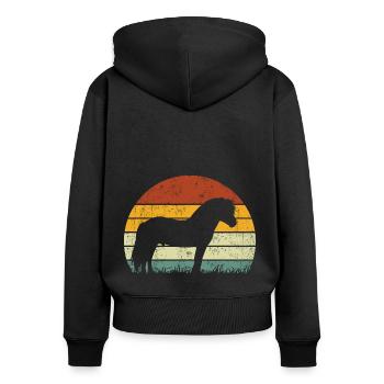 Fjordpferd Vintage Retro - Frauen Premium Bio Zip Hoodie - Schwarz - Hinten - Julia (174cm)