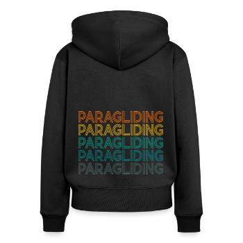Retro Graphic Paragliding Paraglider Parachute Sky - Frauen Premium Bio Zip Hoodie - Schwarz - Hinten - Julia (174cm)
