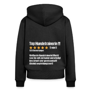Hundetrainerin Bewertung Ausbildung Hundeschule - Frauen Premium Bio Zip Hoodie - Schwarz - Hinten - Julia (174cm)