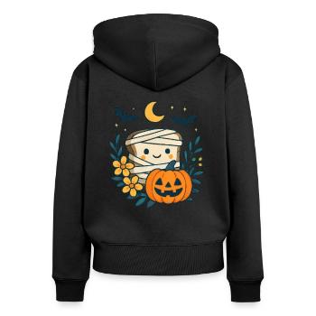 Halloween Toast Kostüm Geschenk - Frauen Premium Bio Zip Hoodie - Schwarz - Hinten - Julia (174cm)