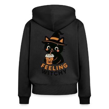 Spooky Cat Halloween Gift - Women's Premium Organic Zip Hoodie - black - Back - Julia (174cm)