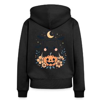 gruselig Geister Halloween Geschenk - Frauen Premium Bio Zip Hoodie - Schwarz - Hinten - Julia (174cm)