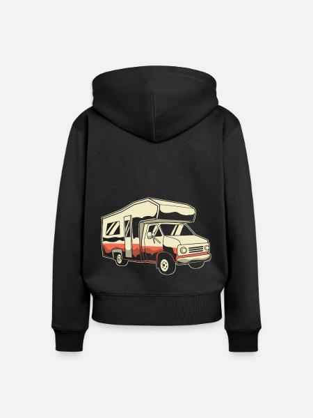 Wohnwagen Wohnmobil Caravan Camper - Frauen Premium Bio Zip Hoodie - Schwarz
