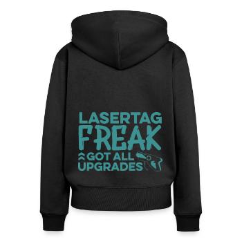 Lasertag Freak Got All The Upgrades Lasertag Playe - Frauen Premium Bio Zip Hoodie - Schwarz - Hinten - Julia (174cm)