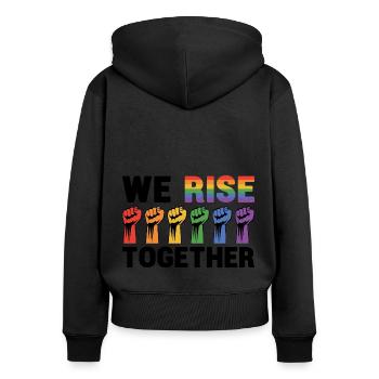 We Rise Together Bisexual Gay Trans Queer Lgbtq Ra - Frauen Premium Bio Zip Hoodie - Schwarz - Hinten - Julia (174cm)