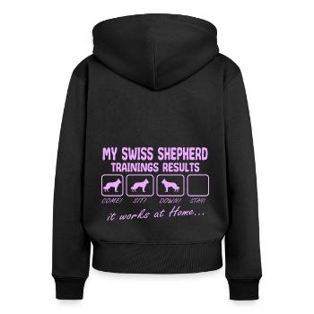 Weisser Weißer Schweizer Schäferhund Mama Pink - Frauen Premium Bio Zip Hoodie - Schwarz - Hinten - Julia (174cm)