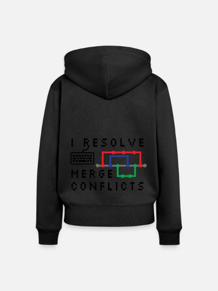 I Resolve Merge Conflicts Coding Programming Devel - Frauen Premium Bio Zip Hoodie - Schwarz