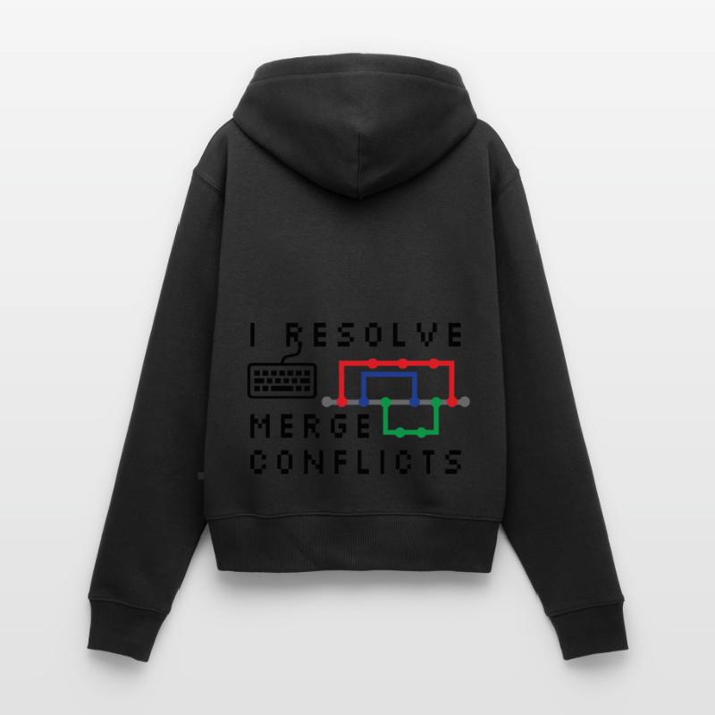 I Resolve Merge Conflicts Coding Programming Devel Frauen Premium Bio Zip Hoodie