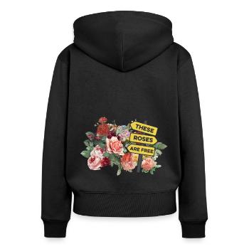 These Roses Are Free Florist Plants Botanical Flow - Frauen Premium Bio Zip Hoodie - Schwarz - Hinten - Julia (174cm)