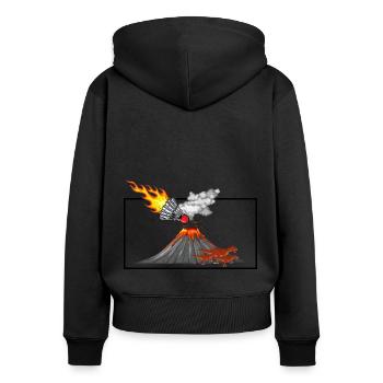 Dinosaur Graphic Badminton Player Shuttlecock Spor - Frauen Premium Bio Zip Hoodie - Schwarz - Hinten - Julia (174cm)
