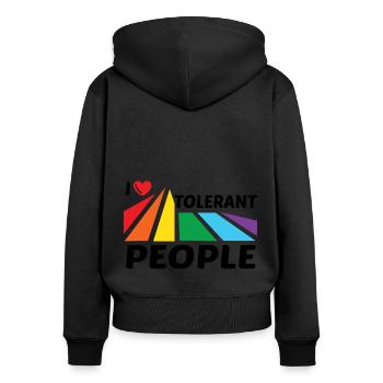 I Love Tolerant People Bisexual Gay Pansexual Rain - Frauen Premium Bio Zip Hoodie - Schwarz - Hinten - Julia (174cm)