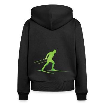 Retro Grafik Langläufer Wintersport Biathlon Langl - Frauen Premium Bio Zip Hoodie - Schwarz - Hinten - Julia (174cm)