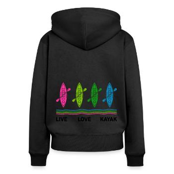 Live Love Kayak Kayaking Rowing Rower Canoe Rower - Frauen Premium Bio Zip Hoodie - Schwarz - Hinten - Julia (174cm)