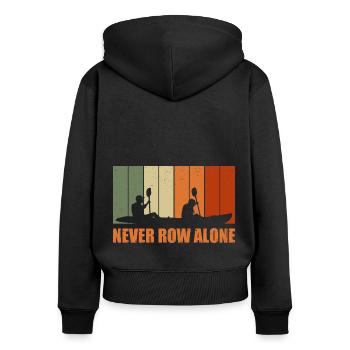 Never Row Alone Kayaking Canoe Kayak Rower Paddle - Frauen Premium Bio Zip Hoodie - Schwarz - Hinten - Julia (174cm)