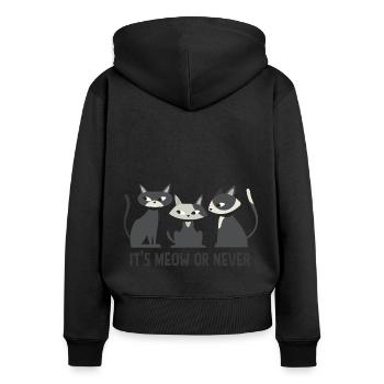 It's Meow Or Never Cat Owner Cat Lover Pets Animal - Frauen Premium Bio Zip Hoodie - Schwarz - Hinten - Julia (174cm)