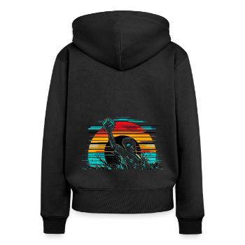 Retro Wasserball Spieler Aquatic Polo Sport - Frauen Premium Bio Zip Hoodie - Schwarz - Hinten - Julia (174cm)